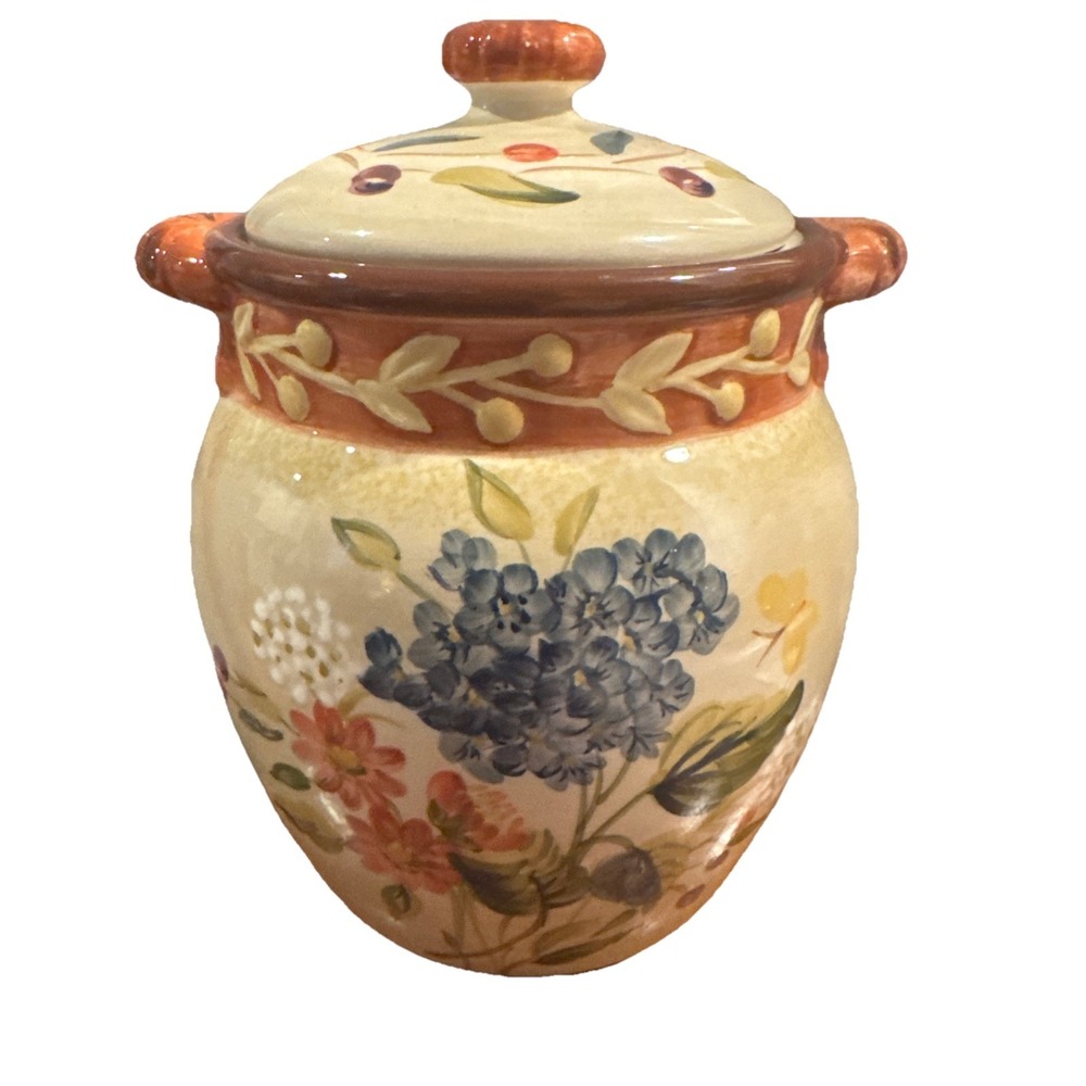 Certified International Pamela Gladding Floral Small Cookie Jar‎ Canister 5.75"